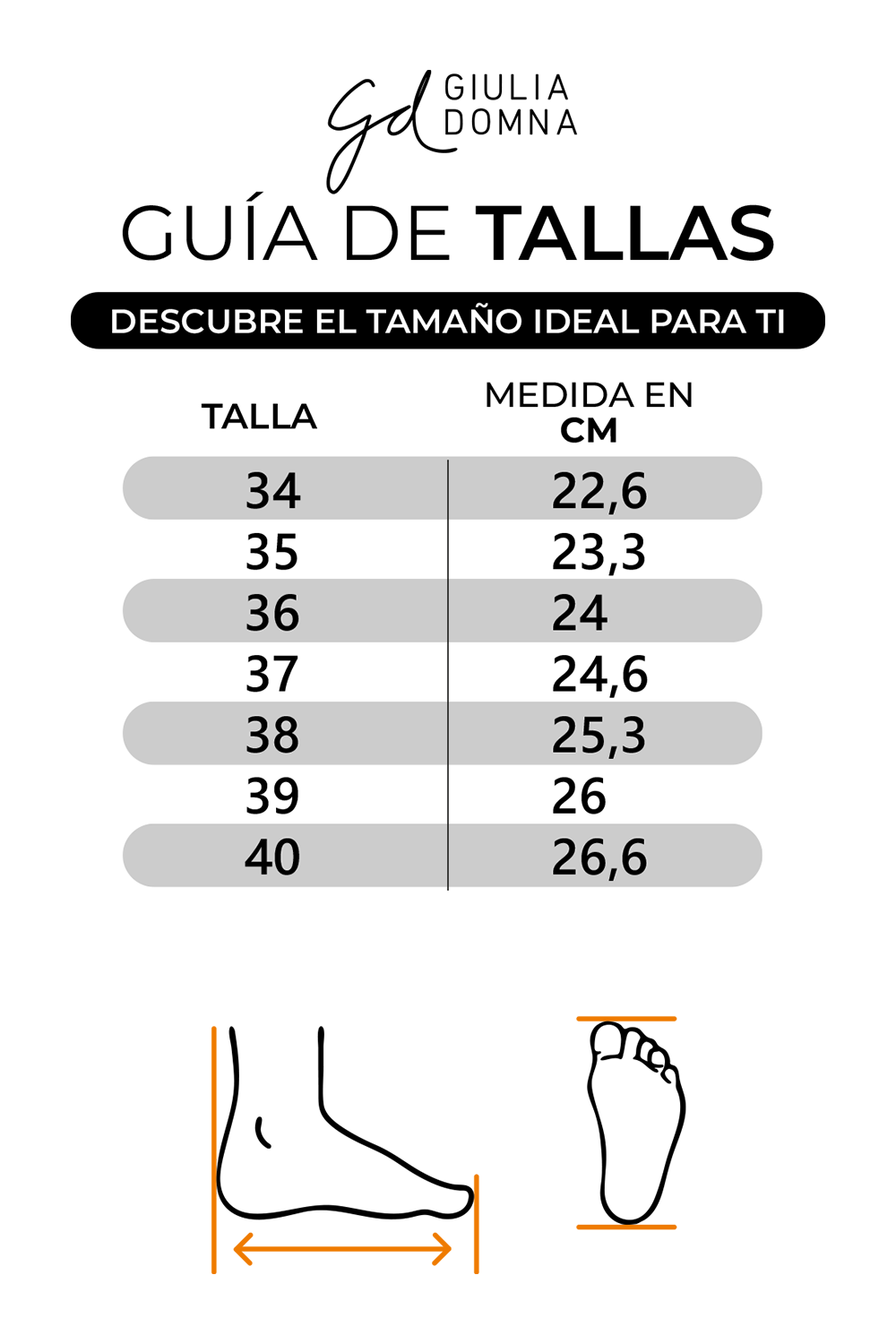 Guía de tallas - damas - GiuliaDomna