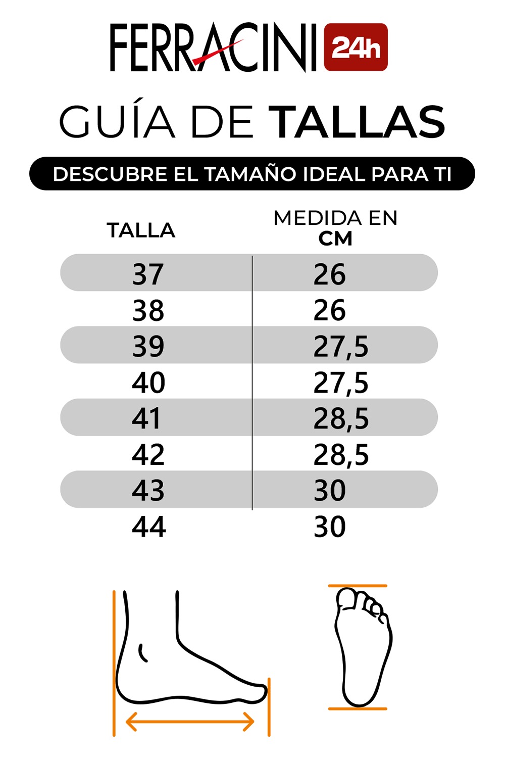 Guía de tallas - masculino - Tallas ferracini